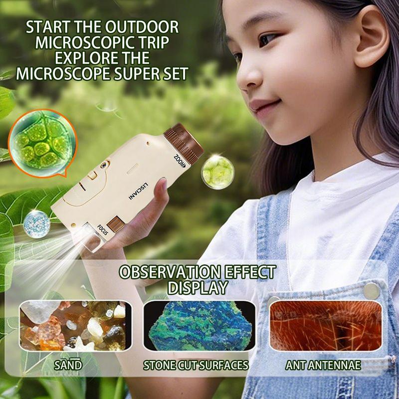 Kids Educational Microscope With Led Light Early Development Learning Science Experiment Toy