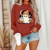 Women's Casual Fashion Round Neck Long Sleeve Halloween Printed Sweatshirt