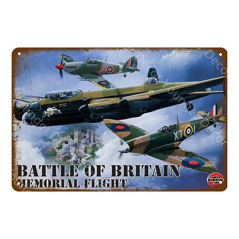 American Classic Airplane Fighter Metal Signs Aircraft Plane Wall Sticker Vintage Art Painting Poster Bar Room Home Decor YJ012