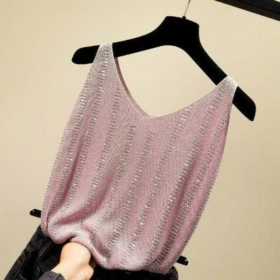 Korean Style Ice Silk Knit Sleeveless Loose Vest Top