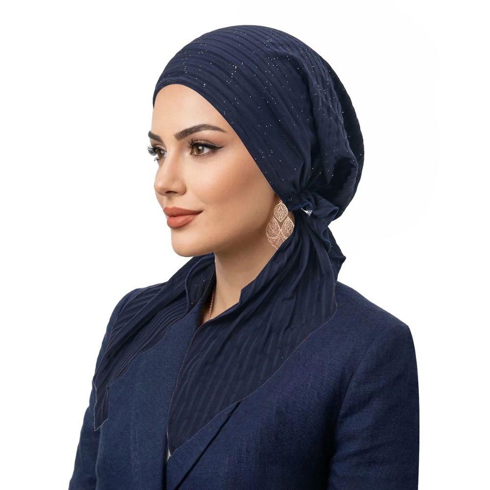 Breathable Pre-Tied Turban Stretch Fabric Bonnet Hat Trendy Head Wrap Women
