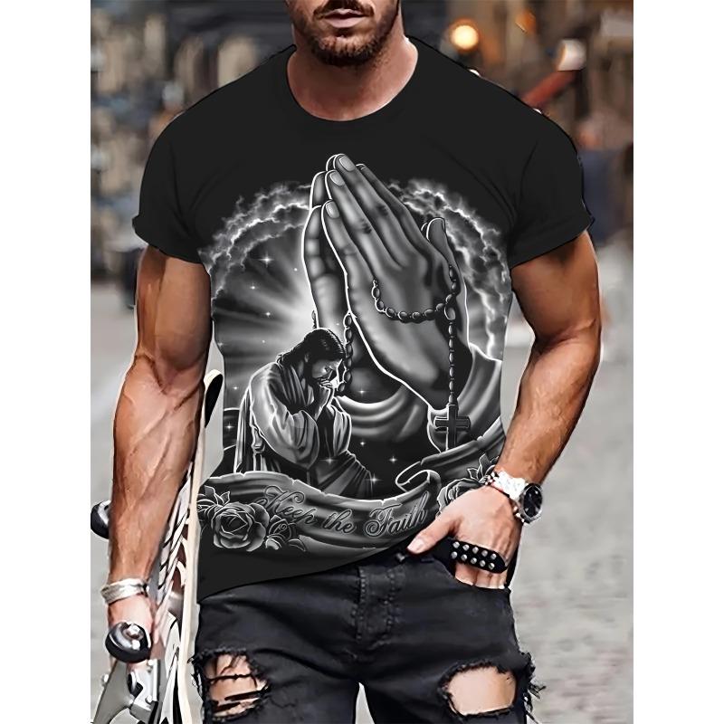 Herren T-Shirt Neuheit Totenkopf 3D Druck Kurzarm T-Shirt Tops Punk Stil Rundhals T-Shirt Sommer Outdoor Übergroße Kleidung