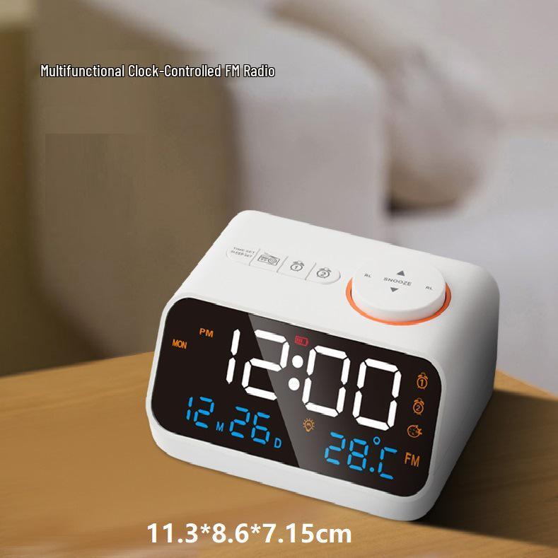 LED Voice-Controlled Alarm Clock Radio with FM, Temperature, and Humidity Display.