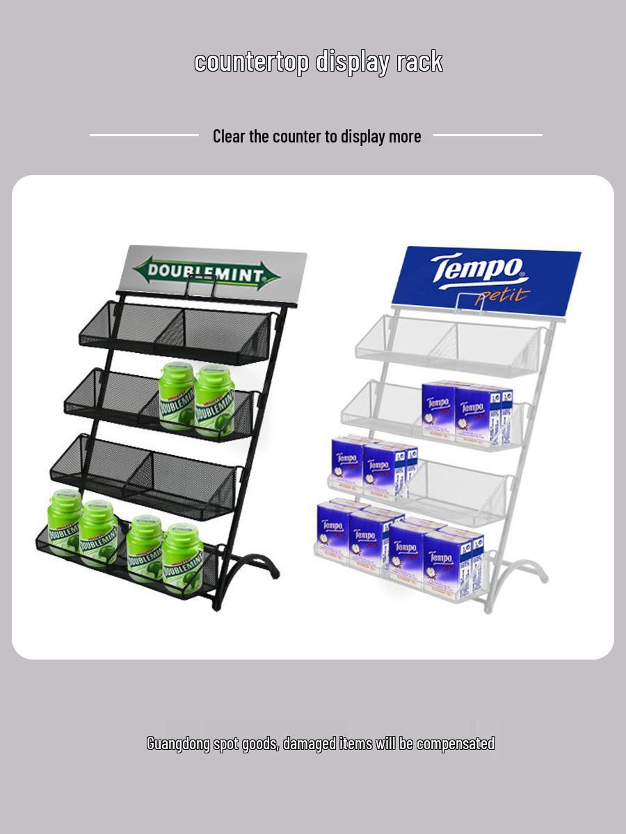 Convenience Store Counter Display Rack for Gum, Chocolate, Paper Towels, Candy, and Snacks чёрный