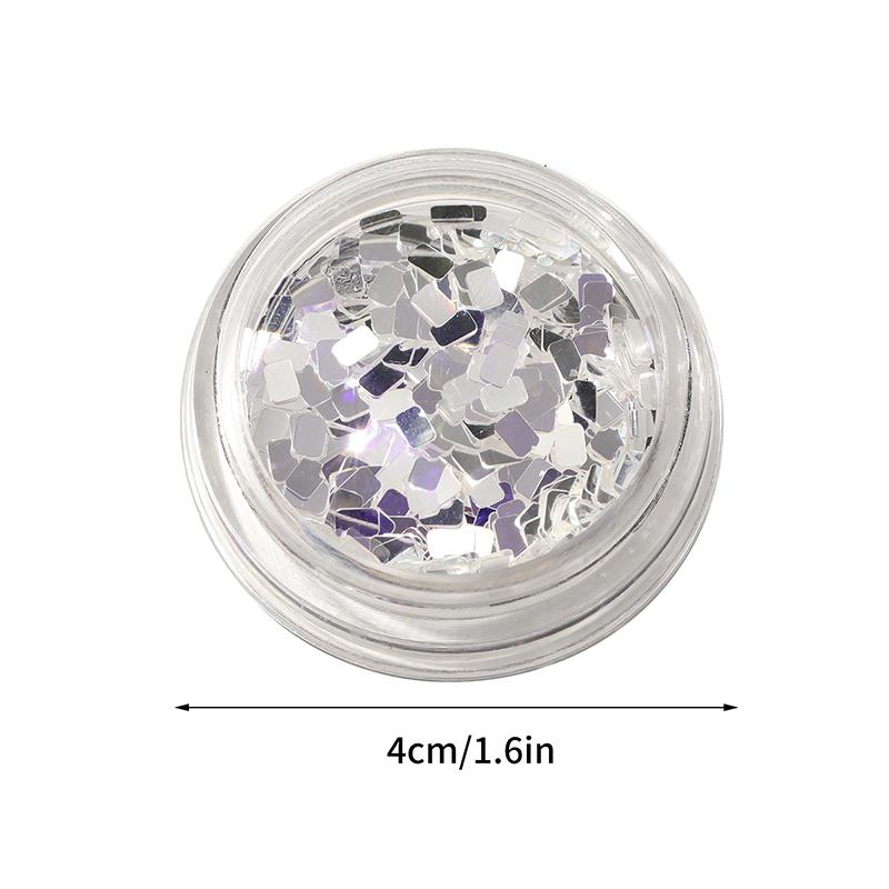 1 Jar Square Silver Nail Glitter Jewelry Minimalist And Sparkling Light Luxury Style Wearing Armor Decoration Materials