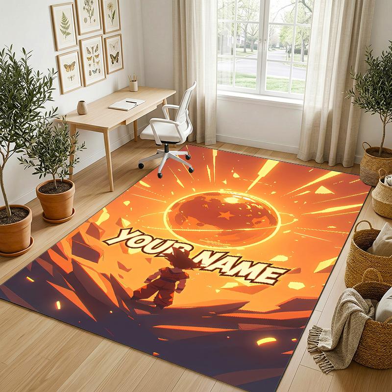 Personalized Crystal Velvet Carpet,Dragon Ball Custom Printed Name, Plush Area Rug For Home Indoor Decor