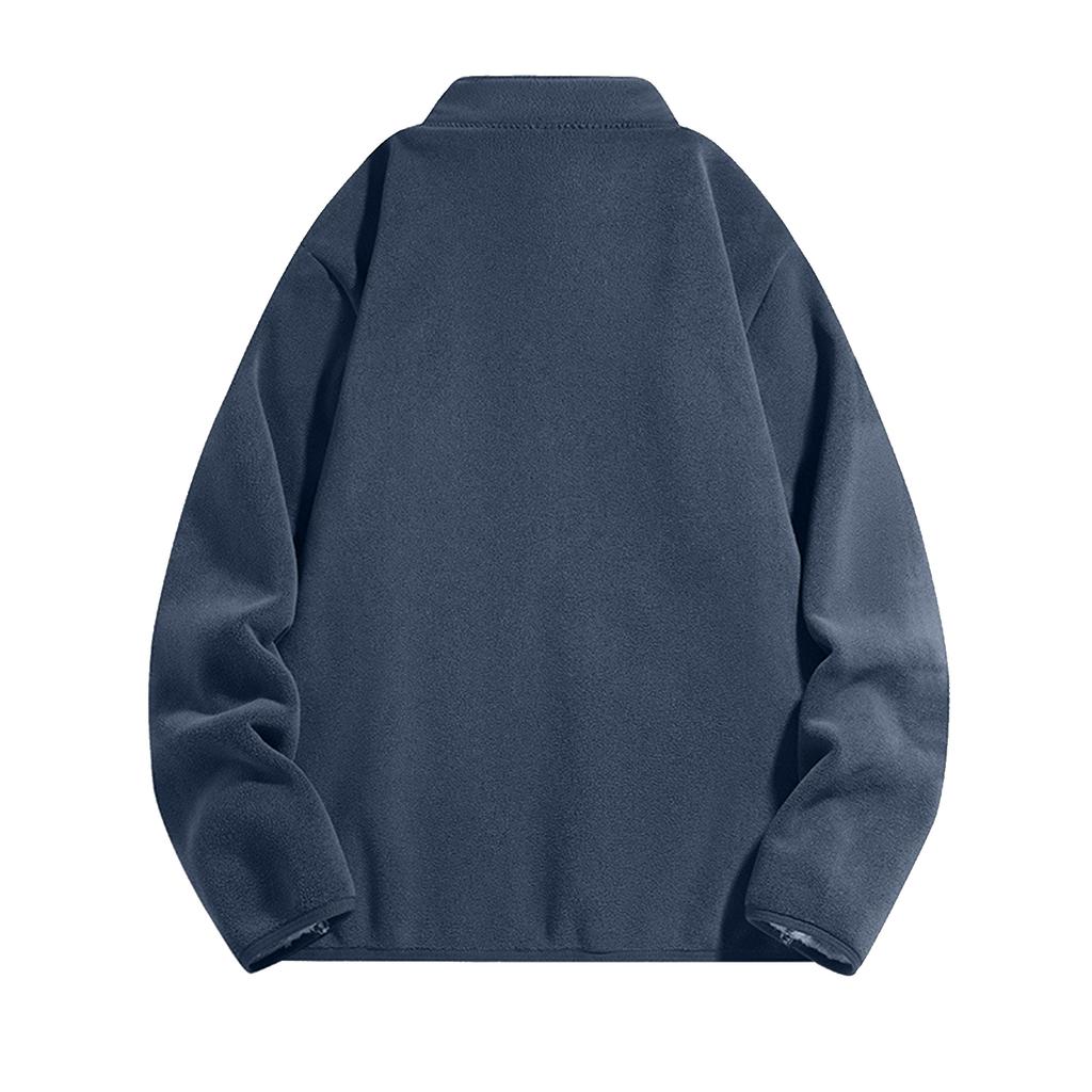 Men's Casual Solid-color Loose Zipper Sweatshirt, Men's And Women's Long-sleeved Stand-up Collar Thickened Woolen Thermal Sweatshirt Jacket