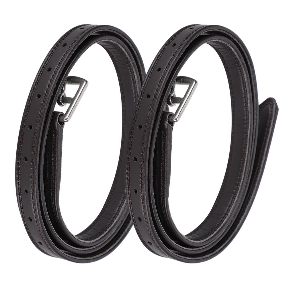 A Pair of Britain Saddle Horse Stirrup Belt Soft Leather Microfiber Stainless Steel BuckleDark