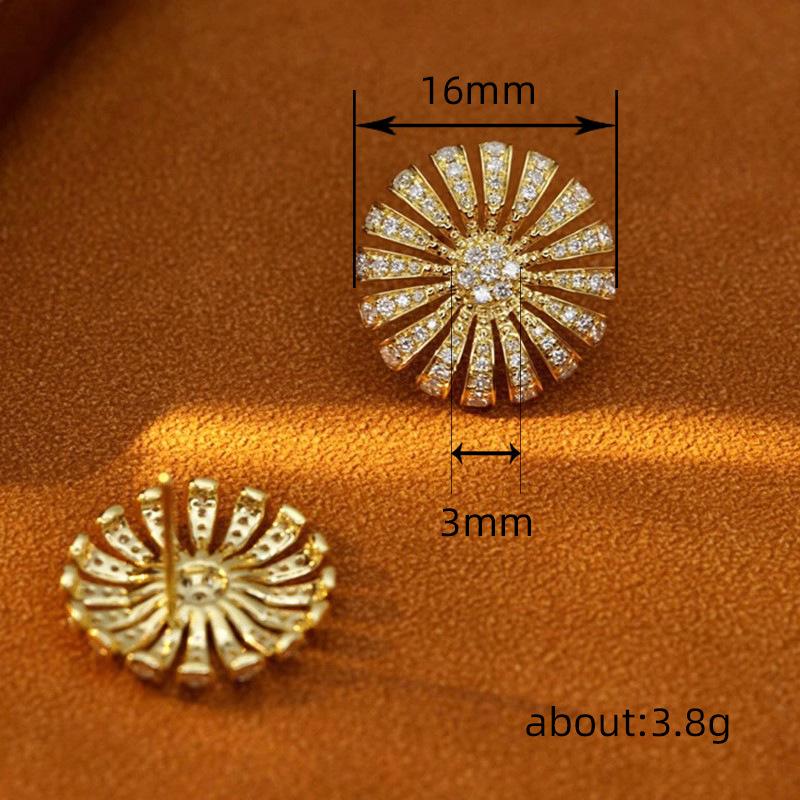 Xiaomi Huitan Graceful Gold Color Flower Earrings Lady Shiny Zirconia Jewelry for Engagement Aesthetic Ear Stud Accessories for Wedding