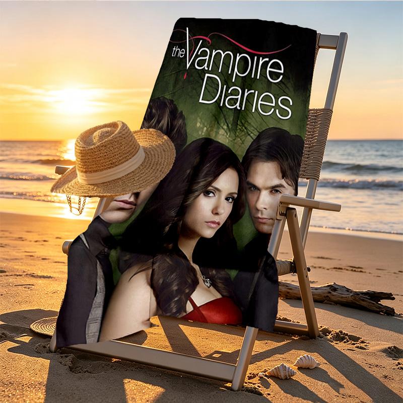 The Vampire Diaries Print Beach Towel Design, Soft, Lightweight. for Home Bathroom, Spa, Pool, Yoga, Surfing, Camping, Gift for Family, Friend