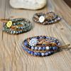GemChic Women's Ethnic Weave Rope Multilayer Stone Beads Alloy Sunflower Bracelet Classical Retro Birthday Christmas Jewelry Gift