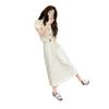 Rich daughter Xiaoxiangfeng suit summer knee dress women's white top high waist skirt two-piece skirt
