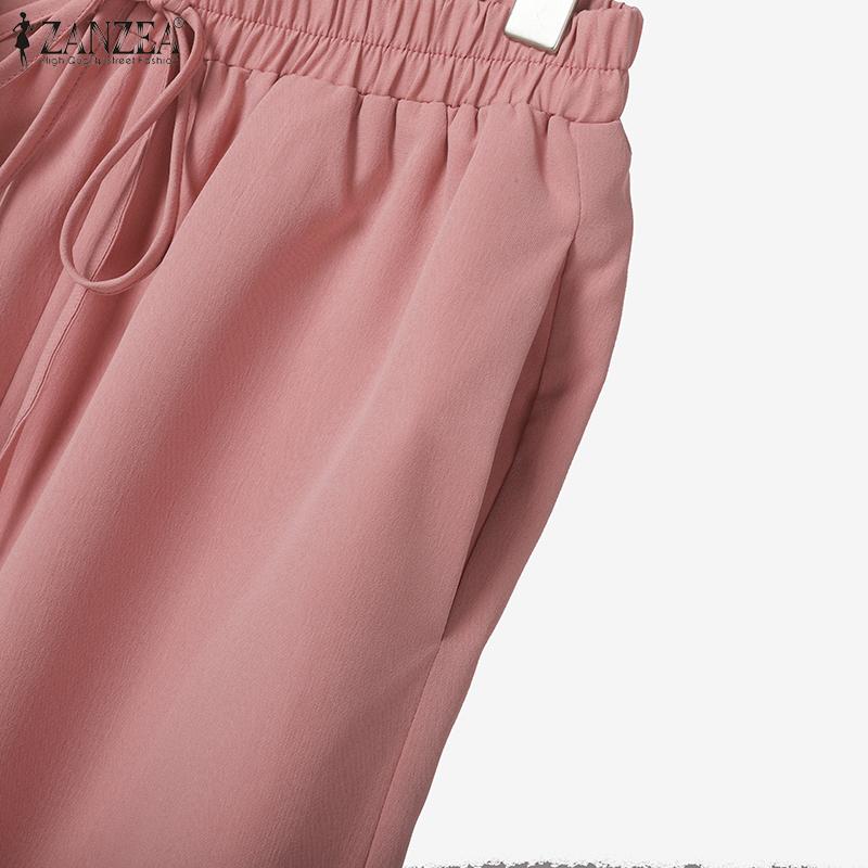 ZANZEA Women Patchwork Short Sleeve Blouse and Pants Summer Two Piece Suit Sets