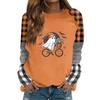 Women's Halloween Print Long Sleeve T-Shirt Round Neck Casual Top