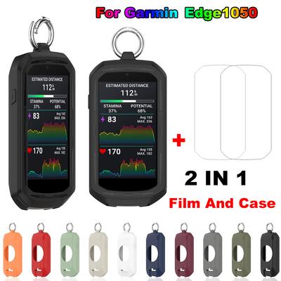Silicone Case + Films for Garmin Edge 1050 Accessories Screen Protector Film & Soft Protection Full Case Cover