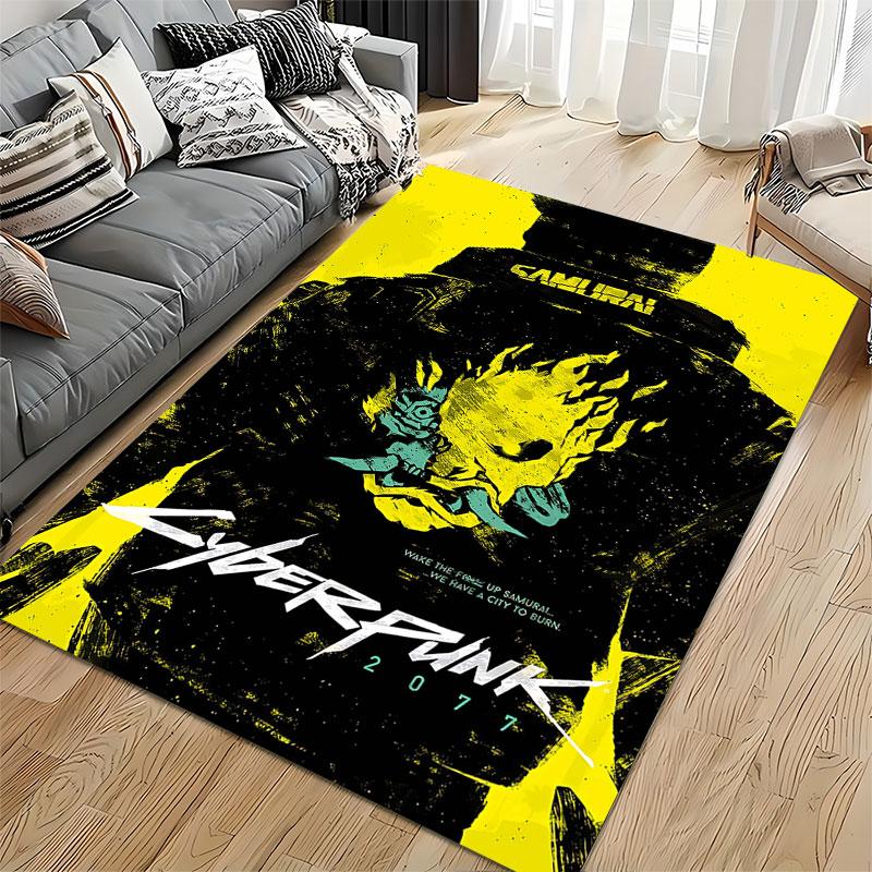 Cyberpunk Samurai Theme Carpet Suitable As a Non-slip Mat for the Living Room or Bedroom Sofa