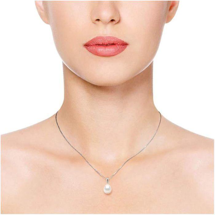 Et - Pendentif Perle de Culture d'Eau Douce Poire - Qualité AAA+ - Argent 925 - CHAINE OFFERTE - Bijou Femme