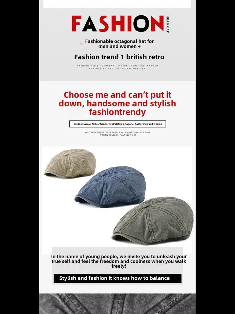 Unisex Vintage Cotton Duckbill Cap: Spring, Autumn & Winter Retro Solid Beret