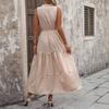 New casual simple style high waist sleeveless solid color dress long skirt waist