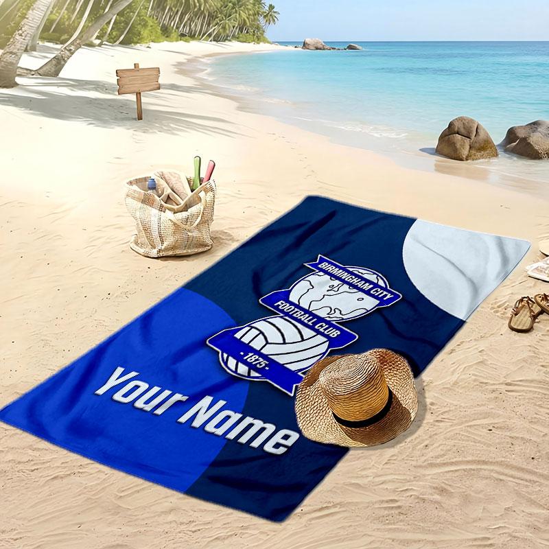 BIRMINGHAM CITY Calcio Asciugamano da Spiaggia Stampato Personalizzato Logo Calcio Supporto Nome Personalizzato Testo Asciugamano Assorbente Per Sport Viaggio Regalo Speciale