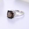 Simple Design Ring with Natural Smoky Quartz Cushion 10mm 925 Sterling Silver Fine Jewelry Women Nice Gift