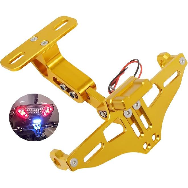 Worldmotop Motorcycle License Plate Bracket Fender Eliminator Kit Universal Replacement For Yamaha Kawasaki Honda Ducati Suzuki BMW Adjustable Light