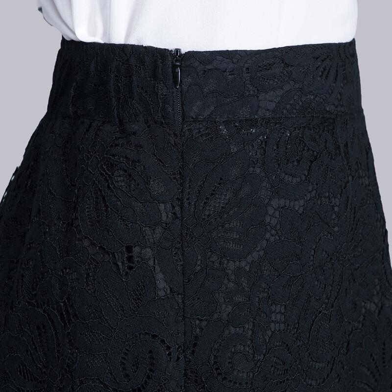 Elegant Retro High-Waist Lace Midi Skirt