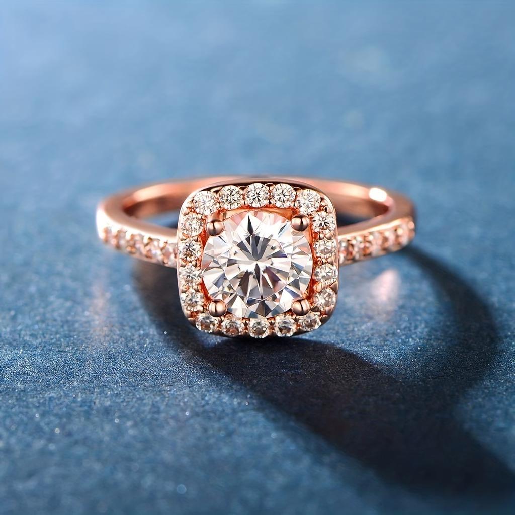 European and American classic zircon ring luxury four-clawed princess square bag flash zirconium hot-selling wedding ring jewelry