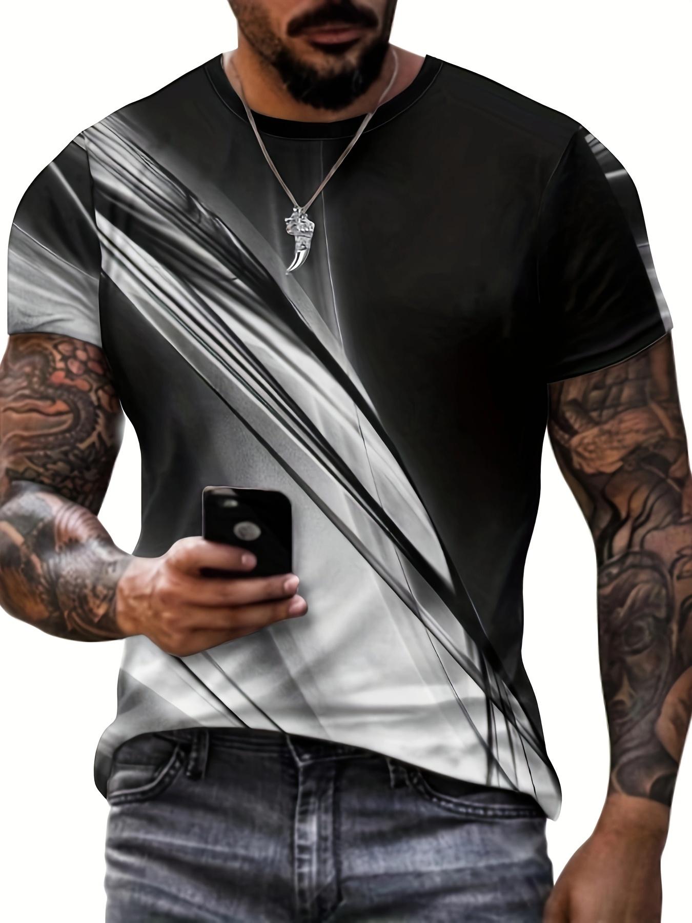 Men s 3D Digital Printed T-Shirt Polyester Casual Street S дубильная кора