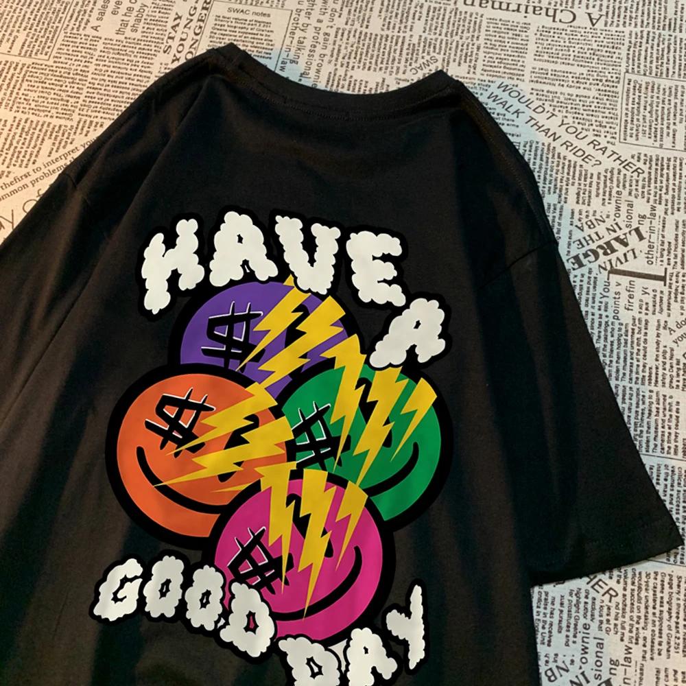 Have A Good Day Money Enthusiasts T Shirt Men High Quality Breathable T Shirt Hip Hop Harajuku Soft Clothes Crewneck Loose Tops