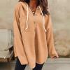 2025 Autumn and Winter New Fashion Women's Casual V-neck Hooded Long-sleeved Pullover Loose Solid Color Women's Sweatshirt