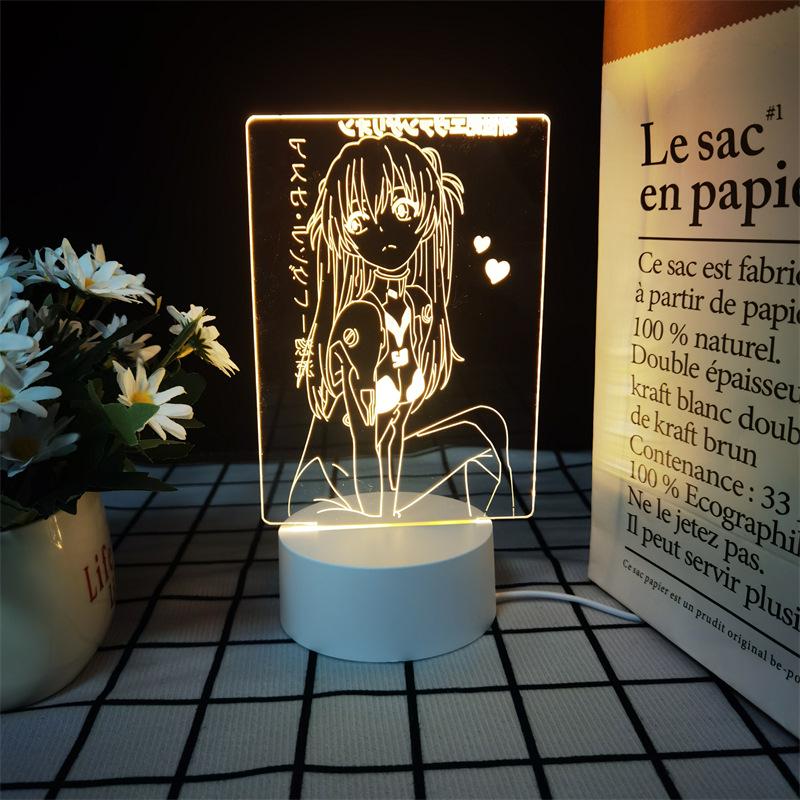 Lumină de noapte LED Neon Genesis Evangelion: Figura colorată din acrilic 3D cu telecomandă la atingere