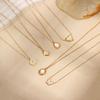 GEMCHIC Women's Stainless Steel White Shell Heart Geometry Design Choker Necklace Set