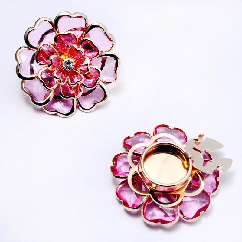 Women Double layer Flower Button Cover Clothing Decoration Accessories DIY Floral Pattern Wedding 38x17mm