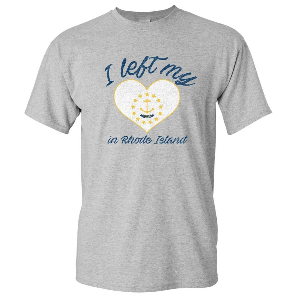 I Left My Heart In Rhode Island - Hometown Pride T-Shirt - Sport Grey