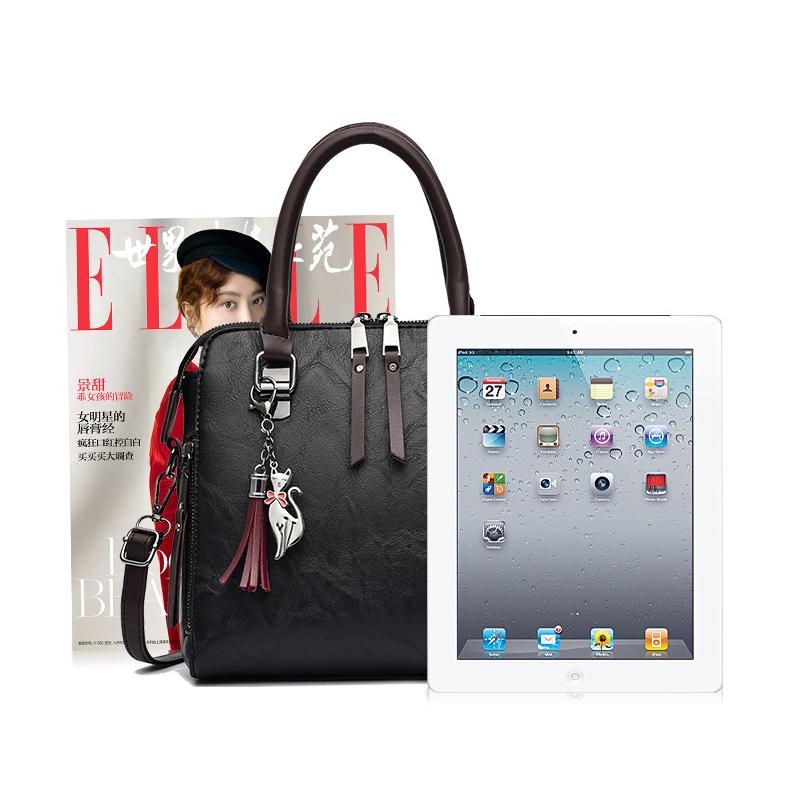 Geantă Tip Poștaș cu Decor Ciucuri, Geantă de Umăr la Modă din Piele PU, Poșetă de Damă cu Mânere Duble pentru Birou și Muncă