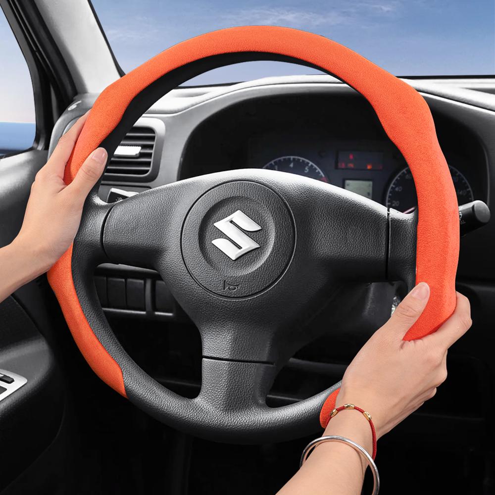 Suitable for Suzuki Premium Suede Snap-On Steering Wheel Cover, Non-Slip and Durable, Grand Vitara Jimny Swift Alto Celerio Sx4 Kizashi and Other Mode
