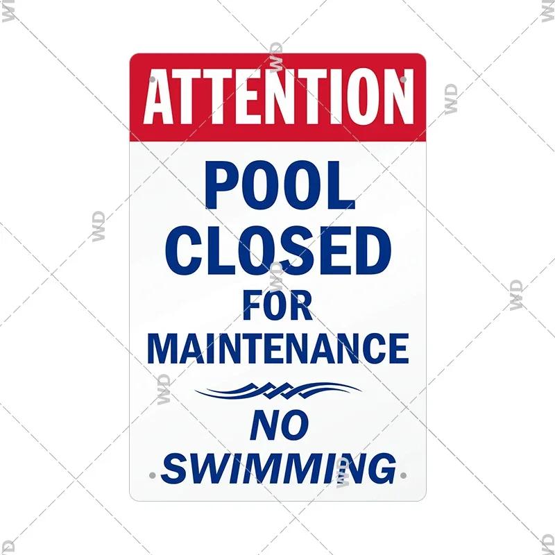 Tin Sign Pool Funny Rules Vintage Plaque Welcome Warning No Swimming Instruction Metal Sign For Home Pool Store Club Wall Decor