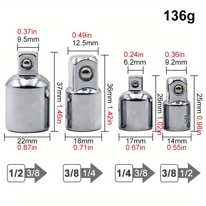 4pcs Chrome Vanadium Steel Socket Adapter Ratchet Wrench Adapter 1/2 Big Fly Turn 3/8 Medium Fly Turn 1/4 Small Fly CR-V 4pcs