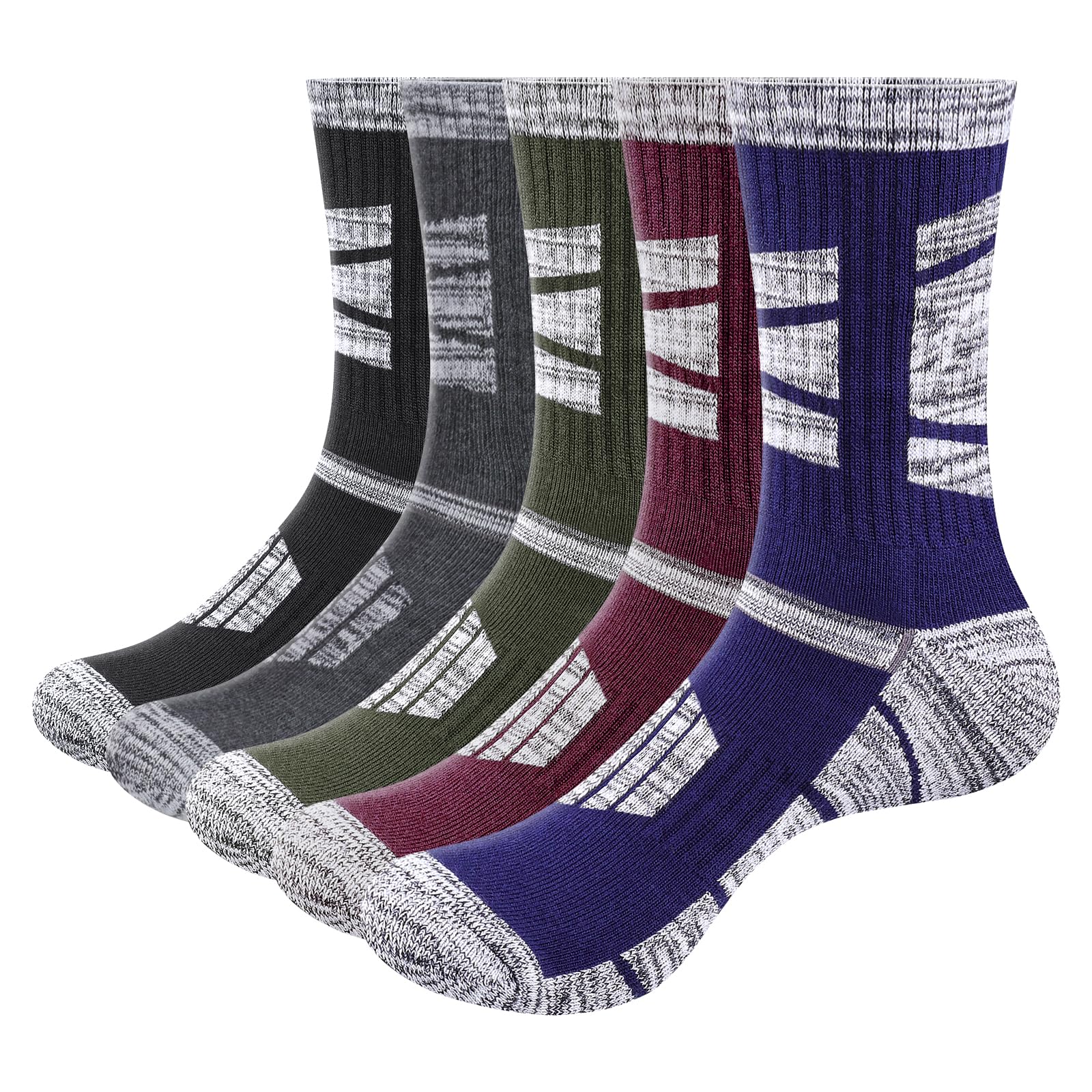 

Носки YUEDGE с толстой хлопковой амортизацией для и размеров 5 пар Мужские дышащие, влагоотводящие, устойчивые к запаху Спортивные, для походов, работы, 27-29 см,