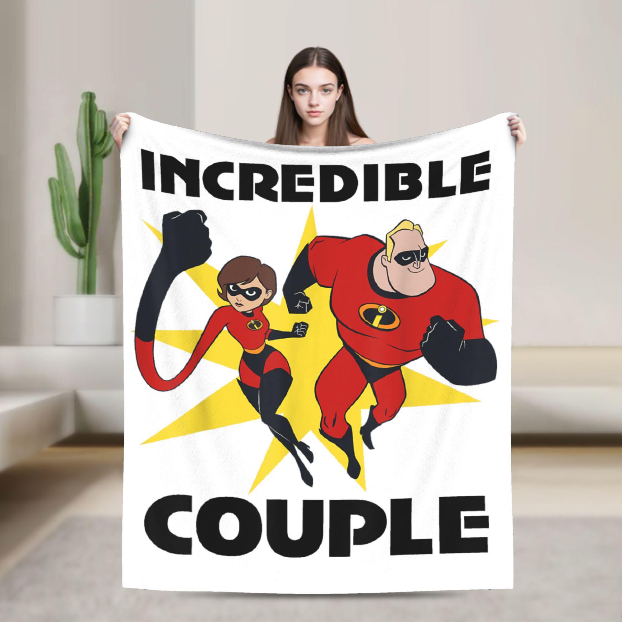 

The Incredibles Mr. Incredible Coral Fleece Throw Blankets Cartoon Elastigirl Bedspreads Knitted Blanket Car Thin Multifunction 50x60in