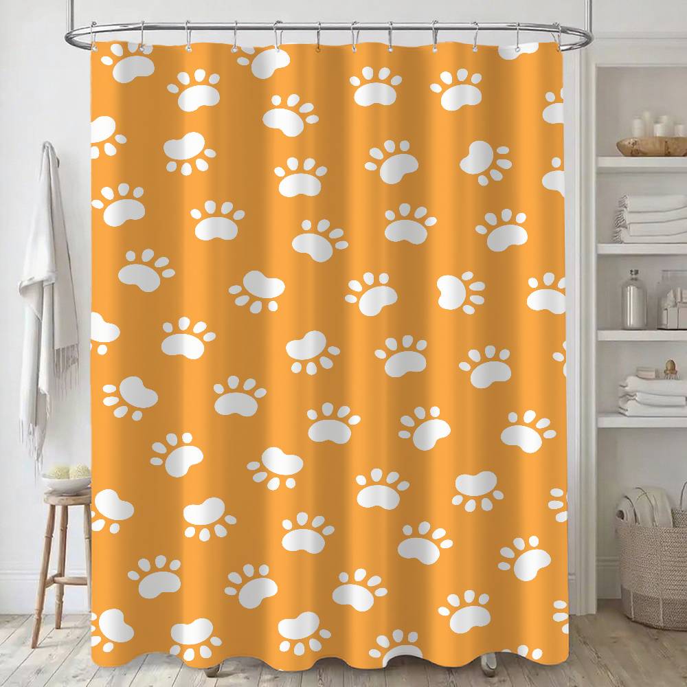 Animal Paw Print Bathroom Shower Curtain Bathroom Partition Curtain Light Opaque Waterproof Material Bathroom