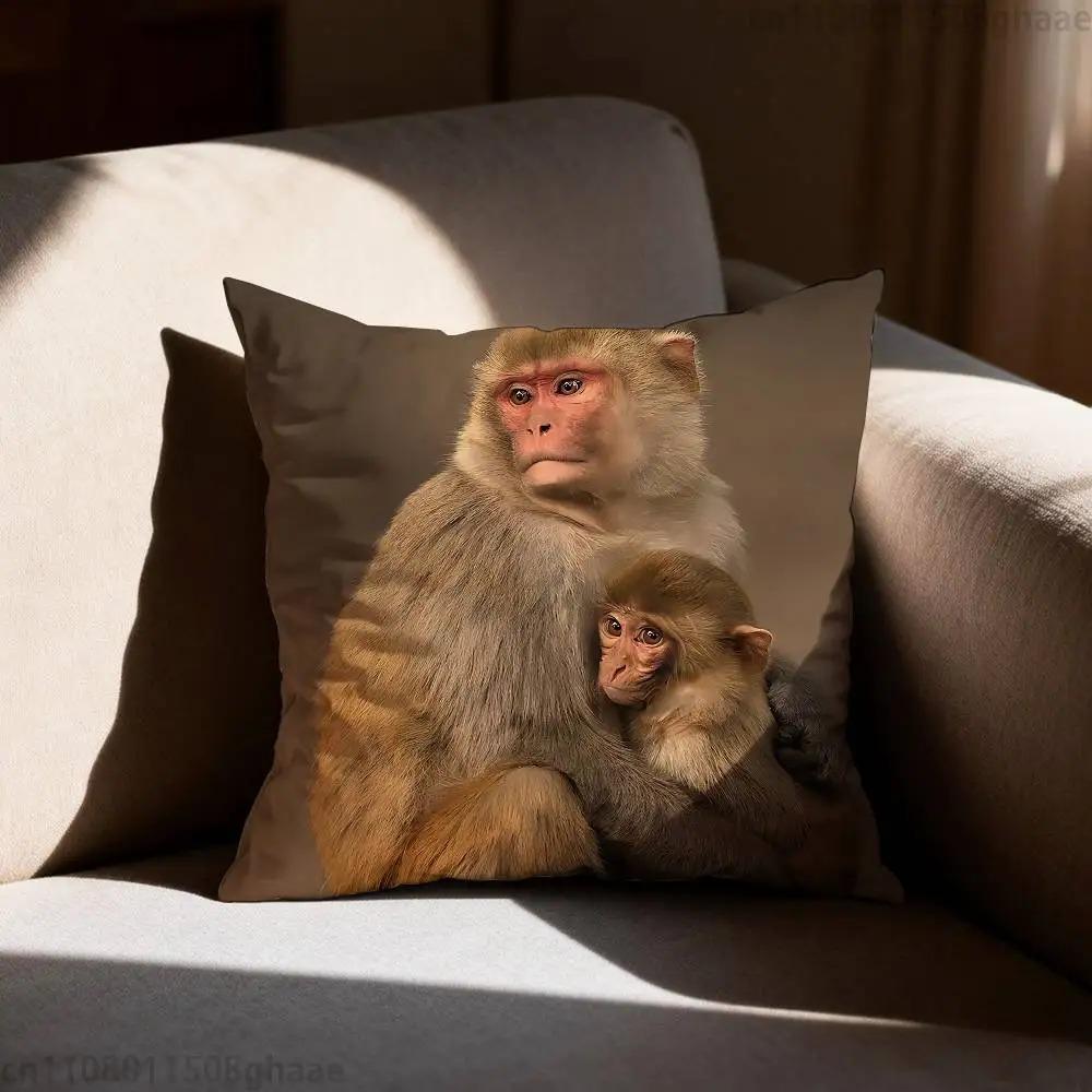 Funny Meme Monkey Cushion Cover Cute Monkey Emoji Throw Pillow Case For Living Room Sofa Prank Gift Home Decor Pillowcase 40X40