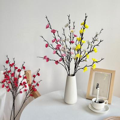 Artificial Plum Blossom Branch Fake Cherry Blossom Stems 21" Long Stem Faux Silk Flower for Wedding Home Office Bedroom Party Table Centerpiece