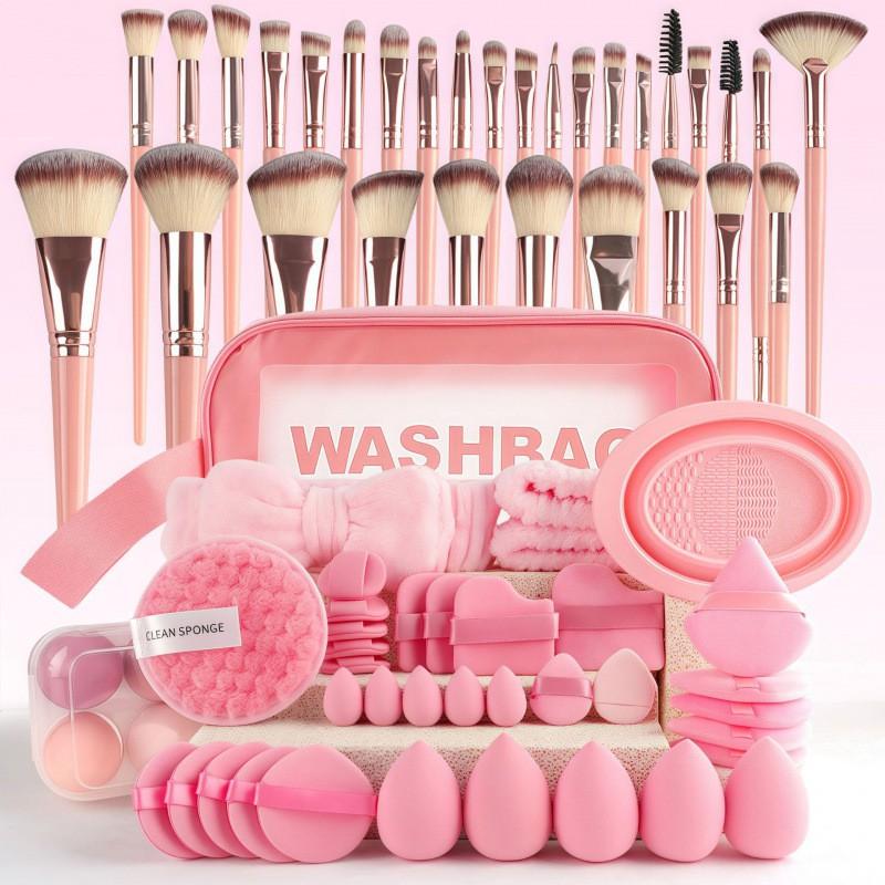 67pcs Coffee Makeup Sponge Brushes Set Foundation Blending Powder Puff Cosmetic Tools