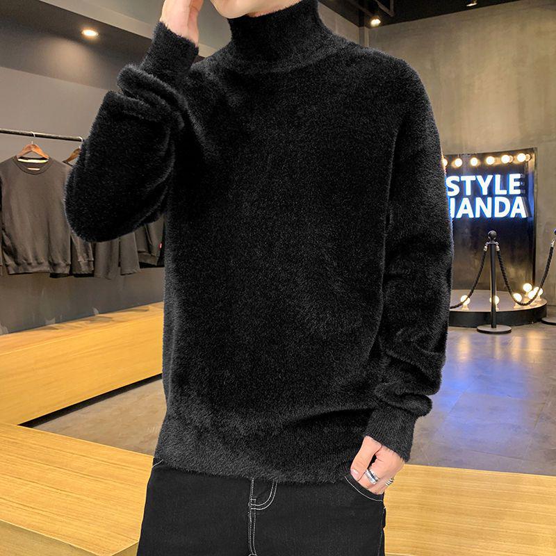 

Men s Mink Velvet High Neck Sweater - Thickened Knitwear 2023 M