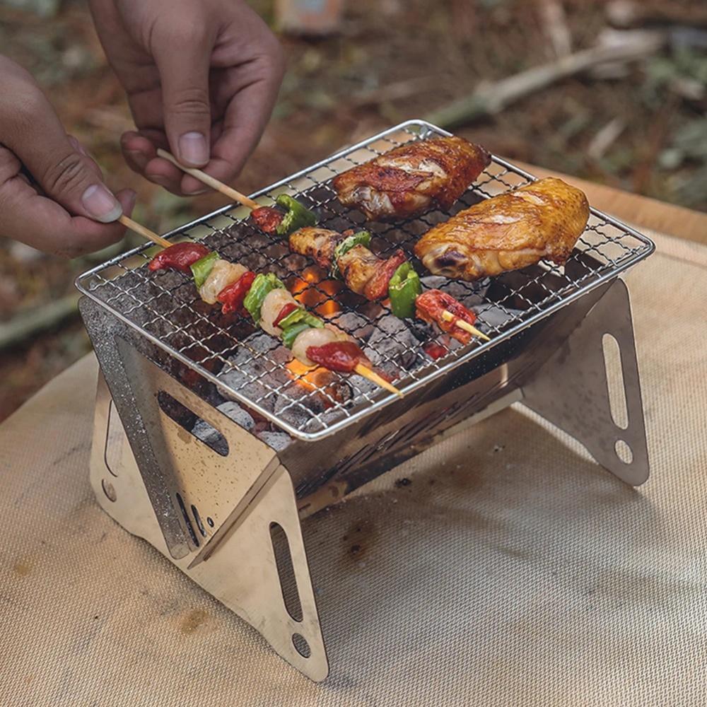 1 PC charcoal grill & salad bar portable foldable smokeless BBQ grill suitable for outdoor camping and family barbecue