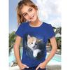 Nová Dívčí trička Funny Animal Cat 3D tisk Dívčí trička Párty móda Topy s krátkým rukávem Tričko 2025 Trička pro volný čas Dívčí oblečení