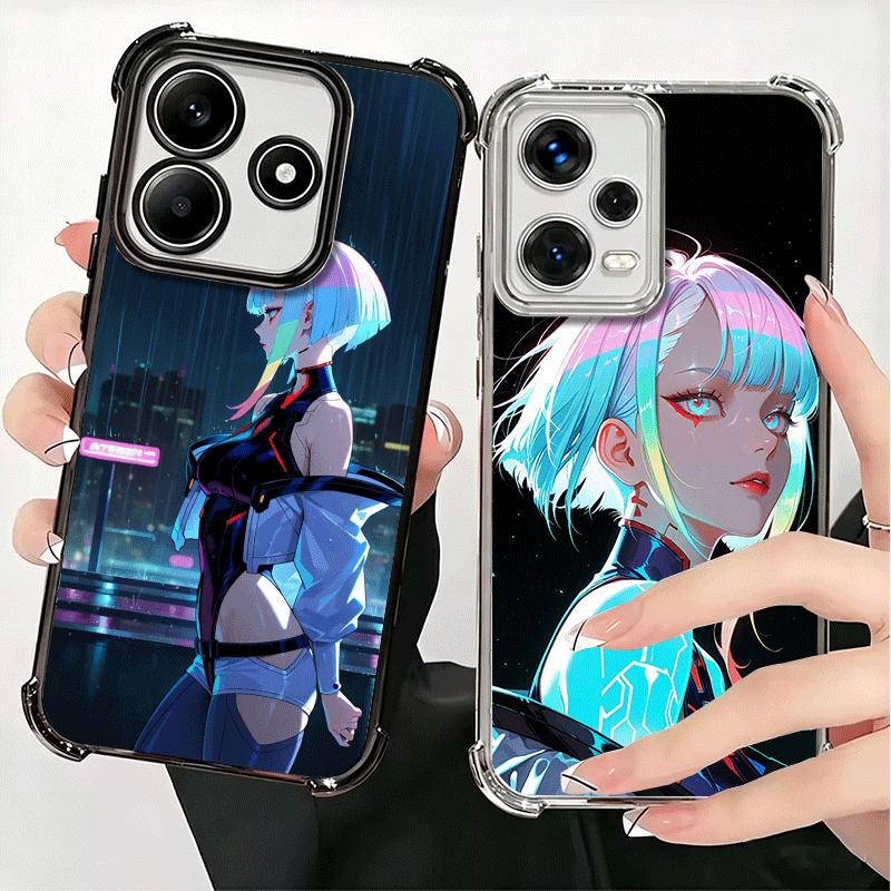 E-Edgerunners Anime Lucy Soft Phone Case For Xiaomi Redmi Note 14 15 Pro Plus 13 12 11S 11T 5G 10 9S 9 Plating Anti-Fall Fundas