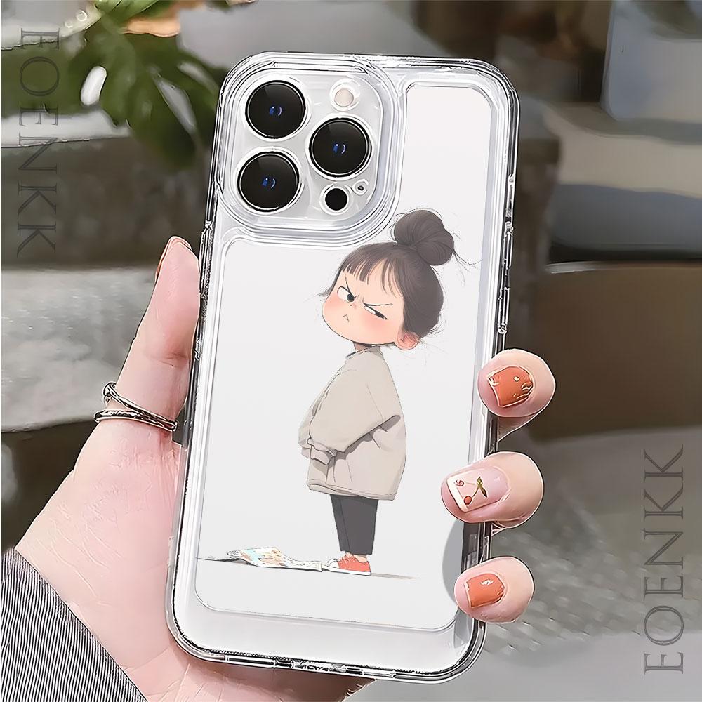 Cartoon Girl Transparent Phone Case For Samsung Galaxy S25 S24Ultra S23 S22 S21 S20 Note10 20 Plus Ultra FE A55 A35 A54 5G Cover